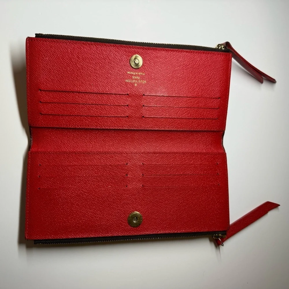 Louis Vuitton Monogram Portefeuille Adele Long Wallet with Red Interior